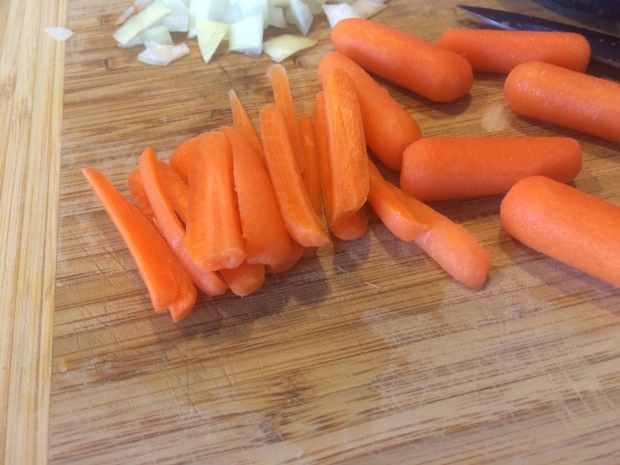Soon to be cooked carrots.